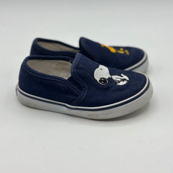 Janie and Jack Boys' Peanuts Snoopy And Woodstock Sneakers Navy Toddler Size 8 - Picture 2 of 9